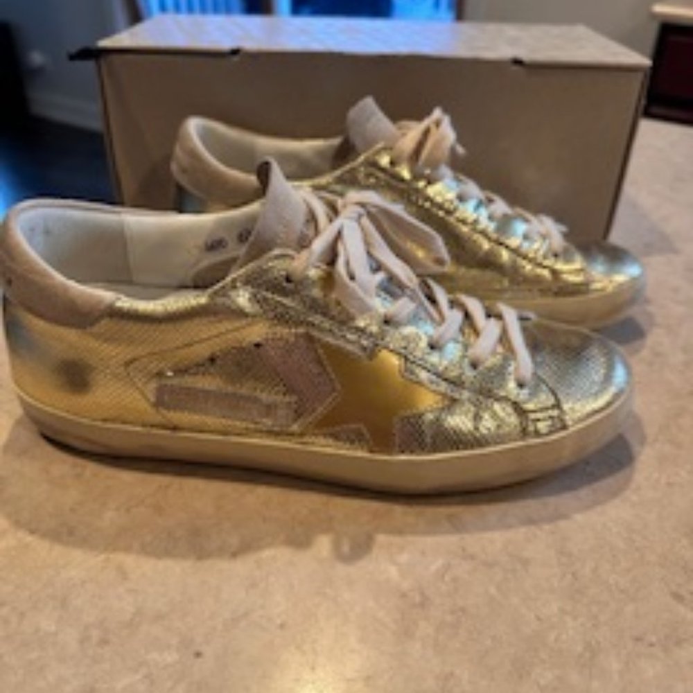Golden Goose Super Star Classic / Size 38 / Platinum / Gold / Beige